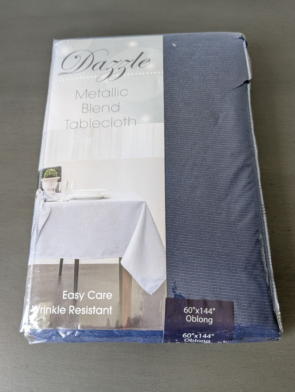 Dazzle Benson Mills Metallic Blend Tablecloth - Navy Blue Oval Size 60"X144"